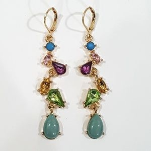 Gold-Tone Multicolor Crystal Drop Earrings